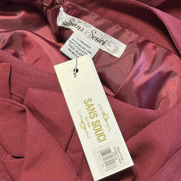 Sans Souci Crimson Red Fit & Flare Mini Dress Large Back Bow Holiday Party NWT - Picture 3 of 10